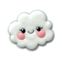 Cute and fuzzy cloud character with a cheerful expression and rosy cheeks. png