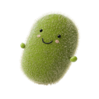 Cute and friendly cartoonish green microbe character with smiling face and arms. png