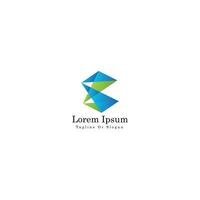 Geometric abstract logo with blue and green triangular shapes vector