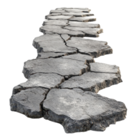 Cracked stones forming a pathway, showcasing natural weathering and geological processes. png