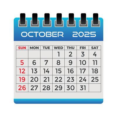 October 2025 Calendar Illustration Monthly Planner Template