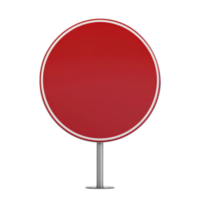 Empty red stop sign standing on a pole, symbolizing caution and traffic control. png