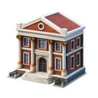 Elegant brick building with prominent columns and ornate details showcasing classic architecture. png