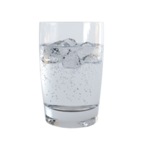 Refreshing glass of sparkling water with ice cubes for a cooling beverage experience. png