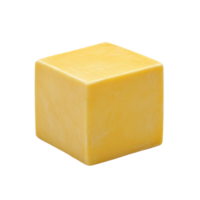 A solid cube of cheddar cheese sits on a black background png