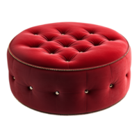 Elegant Red Velvet Button Tufted Round Ottoman png