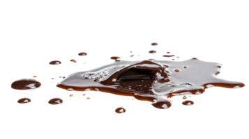 Melted Chocolate Splashes and Droplets on Black Background png