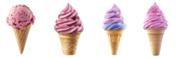 Delicious Ice Cream Cones In Various Flavors And Styles png