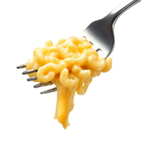 Creamy Macaroni And Cheese On A Fork. isolated png