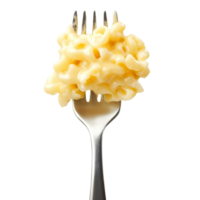 Creamy Macaroni and Cheese on a Fork. isolated transparent background png