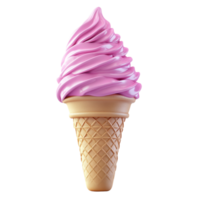 Pink Swirl Soft Serve Ice Cream Cone. isolated png