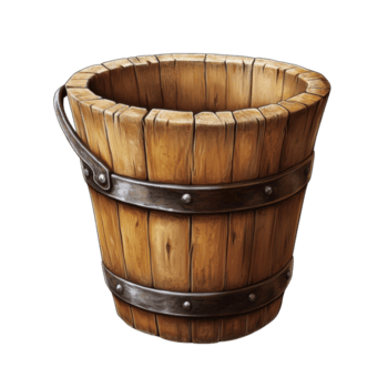 un rústico de madera Cubeta con metal bandas. aislado png