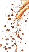 Coffee Beans and Liquid Splashing Dynamically png
