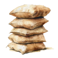 A Stack of Five Burlap Sacks Arranged Neatly png