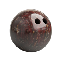 A shiny red bowling ball with a swirled marble pattern is shown against a transparent background. png