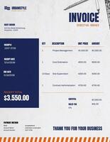 construction invoice design template for business