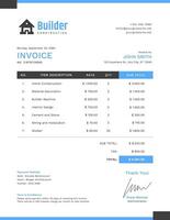 Black Blue Builder Construction Invoice template