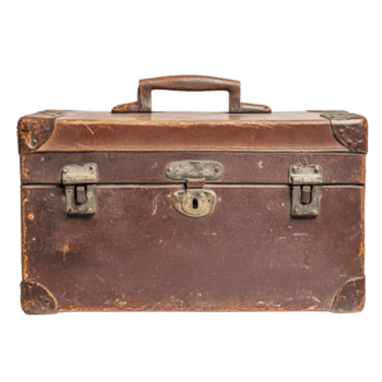 Clásico marrón cuero maleta antiguo viaje trompa. aislado png