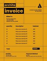 Black and Yellow Architect Invoice Template