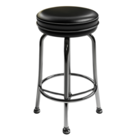 Modern Black Leather Bar Stool with Chrome Frame png