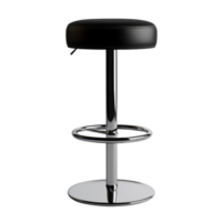 Modern Black Leather Bar Stool with Chrome Base png