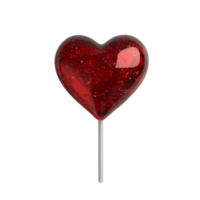 Red Heart Shaped Lollipop On A Stick. isolated png