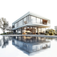 Modern house with pool reflecting architecture png