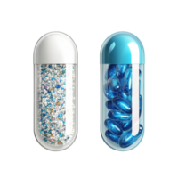 Two Capsules Showcasing Different Pill Types and Colors png