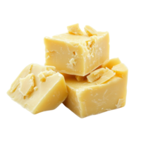 Three Cubes Of Pale Yellow Cheese Isolated png