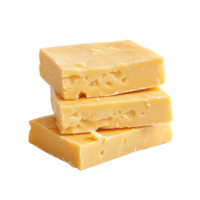 Three Blocks Of Pale Yellow Cheese Stacked High png