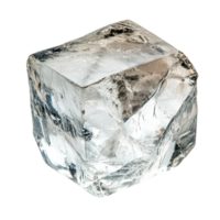 A large clear ice cube with internal fractures png