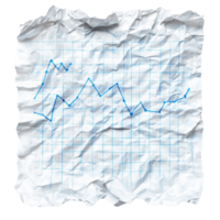 Crumpled graph paper shows a fluctuating line graph png