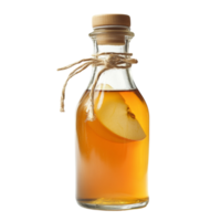 Apple Cider Vinegar In A Glass Bottle With Apple Slice png
