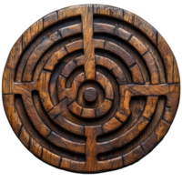Decorative wooden labyrinth design crafted with intricate geometric shapes and patterns for interior decor isolated on transparent background png
