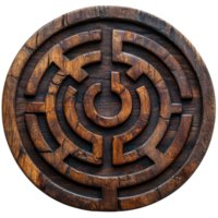 Intricate wooden maze design showcases craftsmanship and artistic detail in a circular format isolated on transparent background png