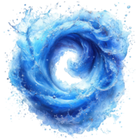 Dynamic swirling blue water forming a vortex in a captivating display of fluid motion and texture isolated on transparent background png