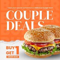Orange Modern Couple Deal Promotion Instagram Post template