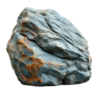 Large textured rock with mossy and rusty patches found in a natural setting isolated on transparent background png