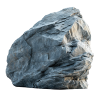 Large gray rock with rugged texture positioned on a plain background capturing natural geological formations isolated on transparent background png