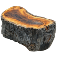 Unique curved wooden log with natural grain patterns, ideal for rustic decor or furniture design isolated on transparent background png