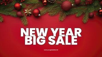 Red Minimalist New Year E-Commerce Page Facebook Cover template
