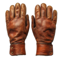 Brown leather gloves designed for warmth and durability during outdoor activities in winter isolated on transparent background png