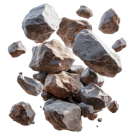 Rocks and boulders gathered in a dynamic arrangement for a natural terrain design isolated on transparent background png