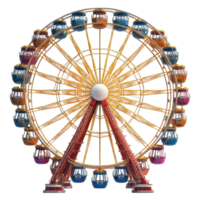 Colorful Ferris wheel stands tall at the amusement park, inviting riders to enjoy the stunning views and thrilling experience isolated on transparent background png