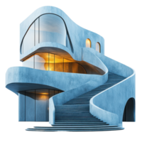 Unique modern architectural design featuring a spiral staircase and curved facades in a bright setting isolated on transparent background png