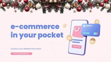 Pink Purple 3D E-commerce Page Facebook Cover template