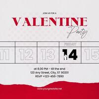 Red Modern Minimalist Valentine Party Instagram Post template