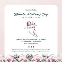 Pink Flower Illustration Valentine Party Instagram Post template