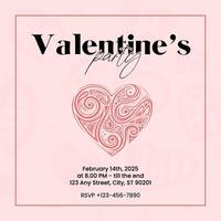 Pink Illustration Valentine Party Instagram Post template