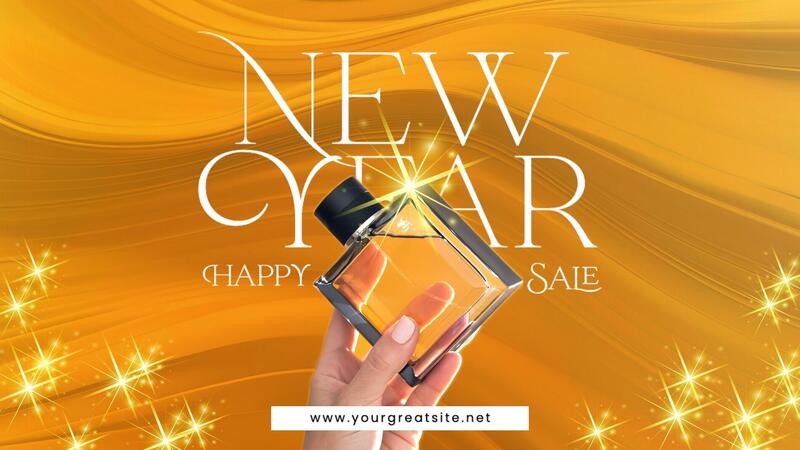 Luxury Yellow Background Parfume New Year Mobile Facebook Cover